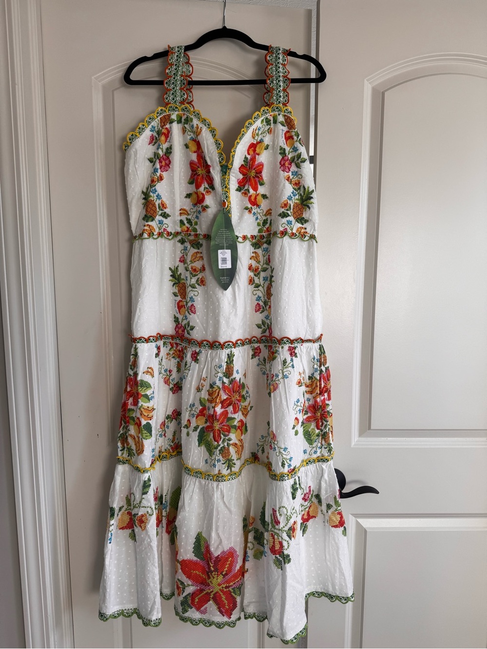 NWT Farm Rio Mixed Tropical Romance Embroidered Midi Dress XL - Picture 3 of 5